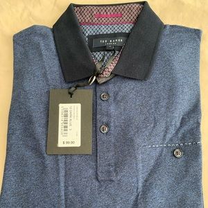 Ted Baker Navy Pique Polo Men size 3 (New)